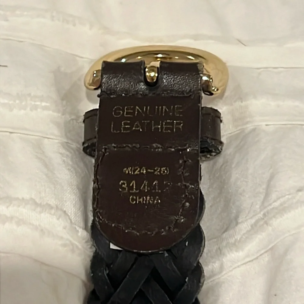 Boys dark brown leather braided belt